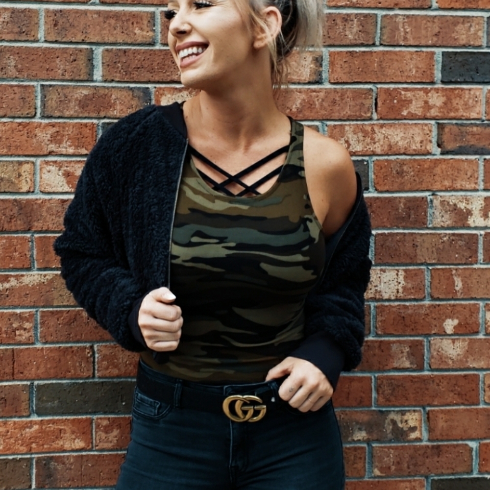 Pettable Sherpa Cropped Bomber Jacket